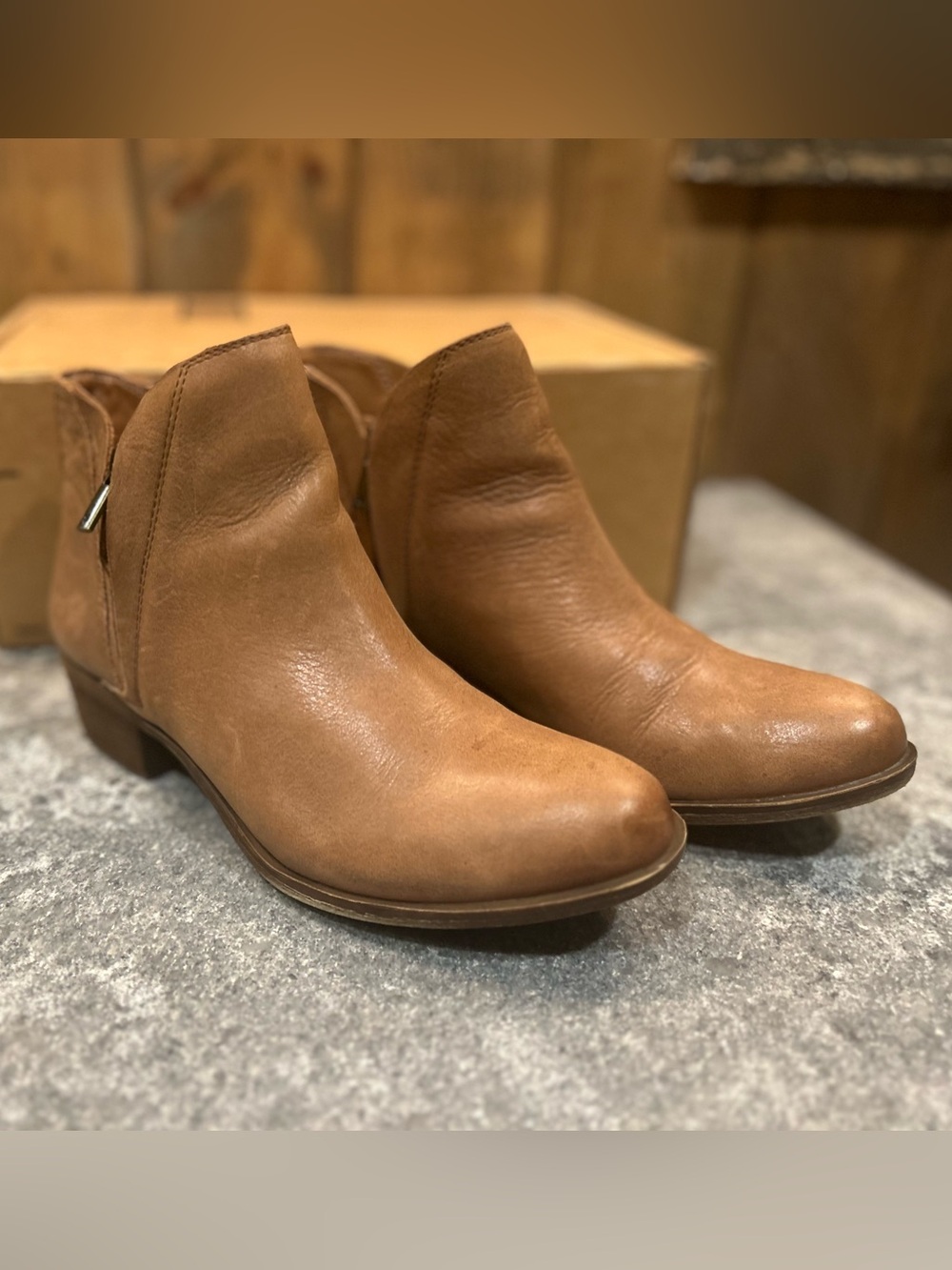 Lucky Brand Brenny Brown Leather Cutout Ankle Booties Women’s 7.5